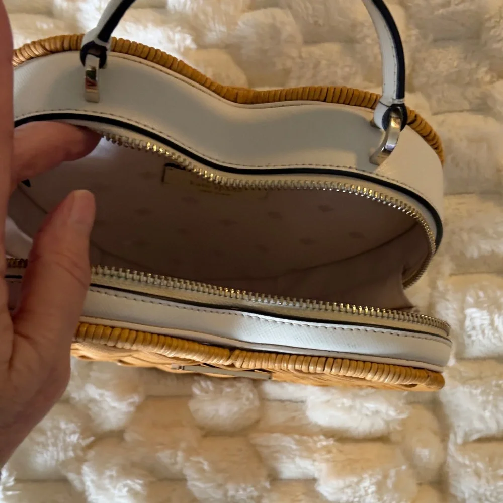 kate spade Wicker Heart Mini Top-Handle Bag in Natural Tan - Picture 2 of 5